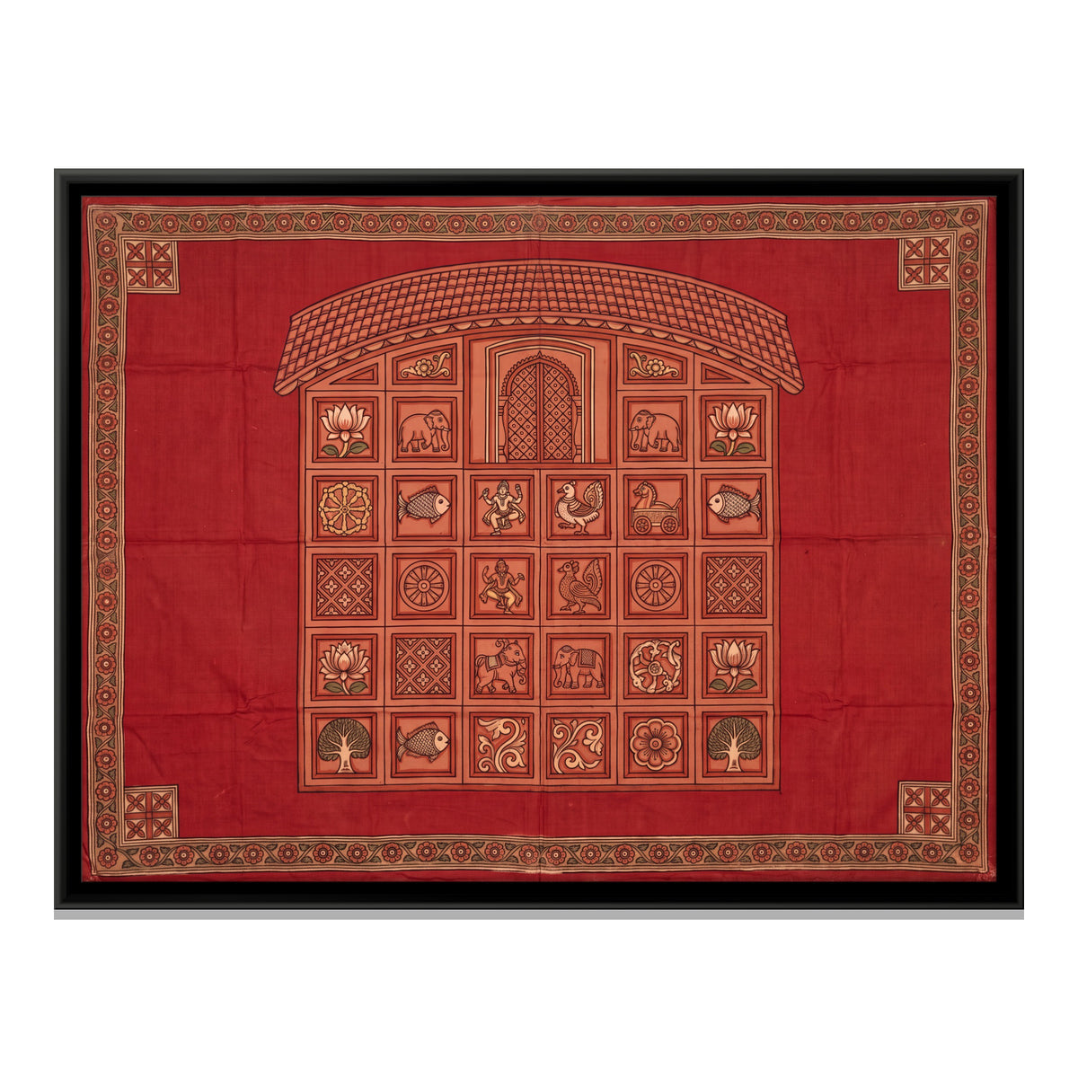 Terracotta Temple Facade - framed canvas print, front view